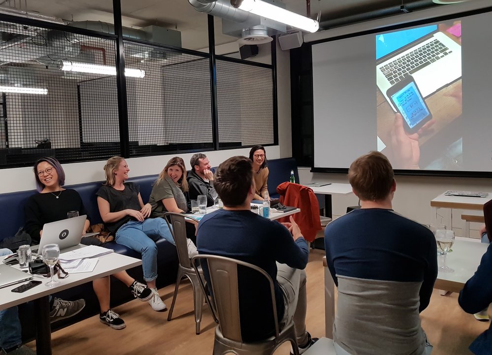The team sat in our HQ kitchen having conversations