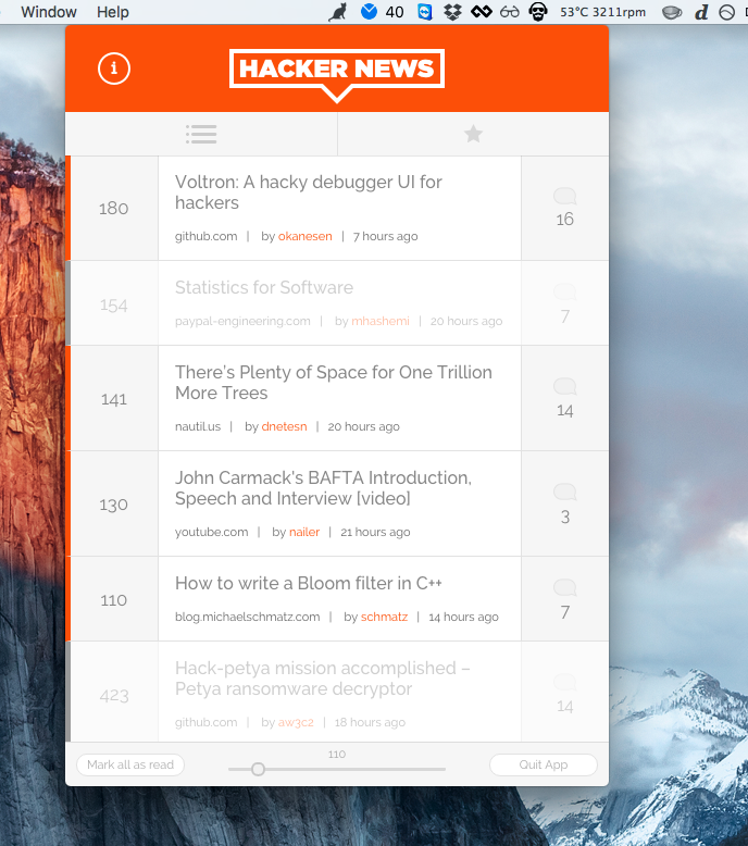 Hacker News Electron app