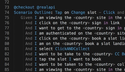 Cucumber feature screenshot