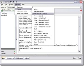 Selenium IDE code format selection