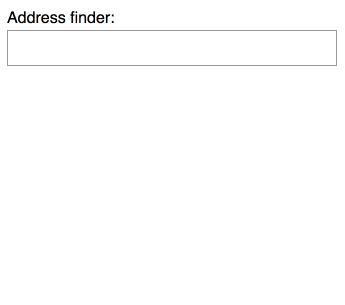 The gif shows the user typing 'london' into the Address finder input box. They then tab onto the clear button, then each of the address finder results. They select '24 Murray Street'