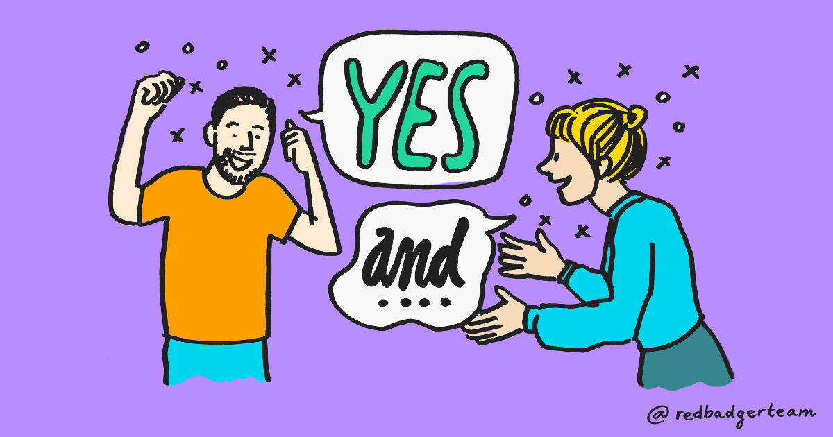 Illustration of two people taking part in improv